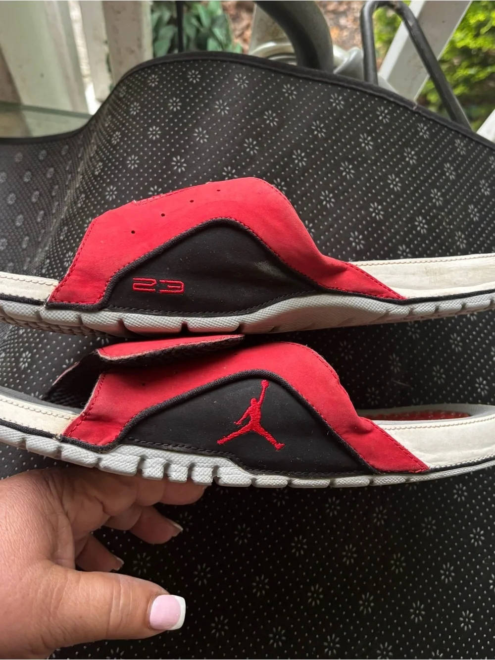 Jordan Red and White Massage Footbed Slide Sandals